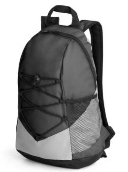 Schwarzer Rucksack mit Mesh-Seitentaschen inkl. Kyocera-Druck